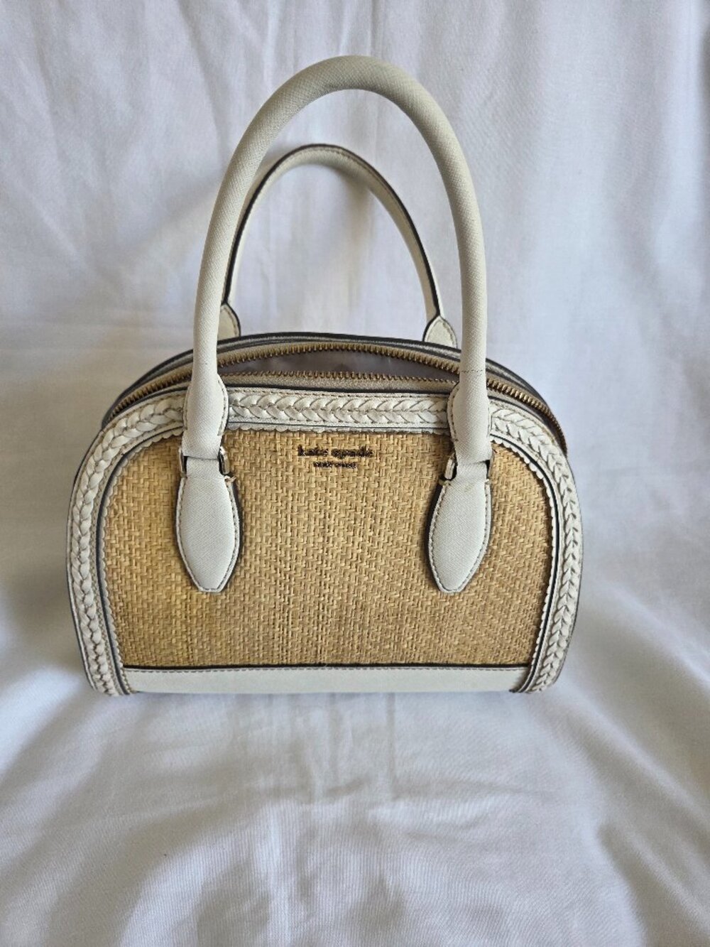 VINTAGE Kate Spade Reiley Straw Medium Dome Satchel